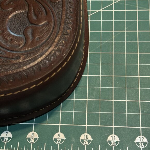 Vintage 1970 Brown Tooled Genuine Leather Crossbody Saddle Bag Western Floral Pu - Picture 11 of 14